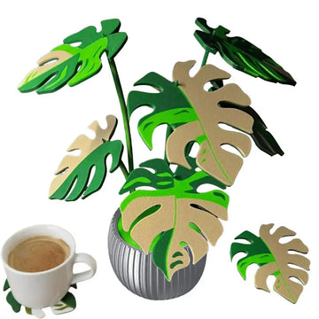1 Set 3D Printed Monstera Leaf Coaster Tropical Leaves Trivet Anti-scald Mat Kitchen Coffee Cup Holder Dining Table Decoration